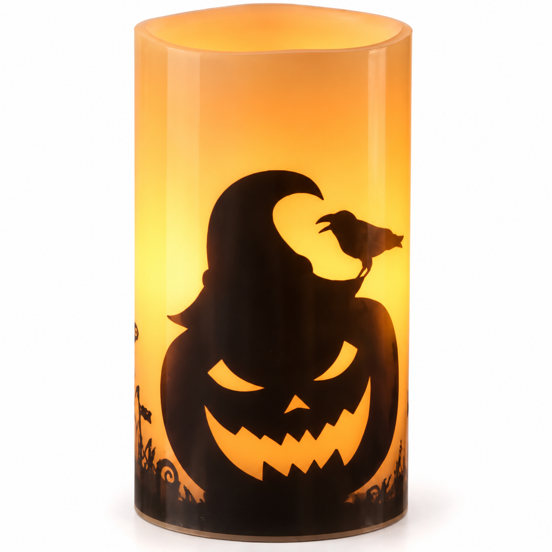 3-Pack Halloween Flameless Candle Lamps with Timer