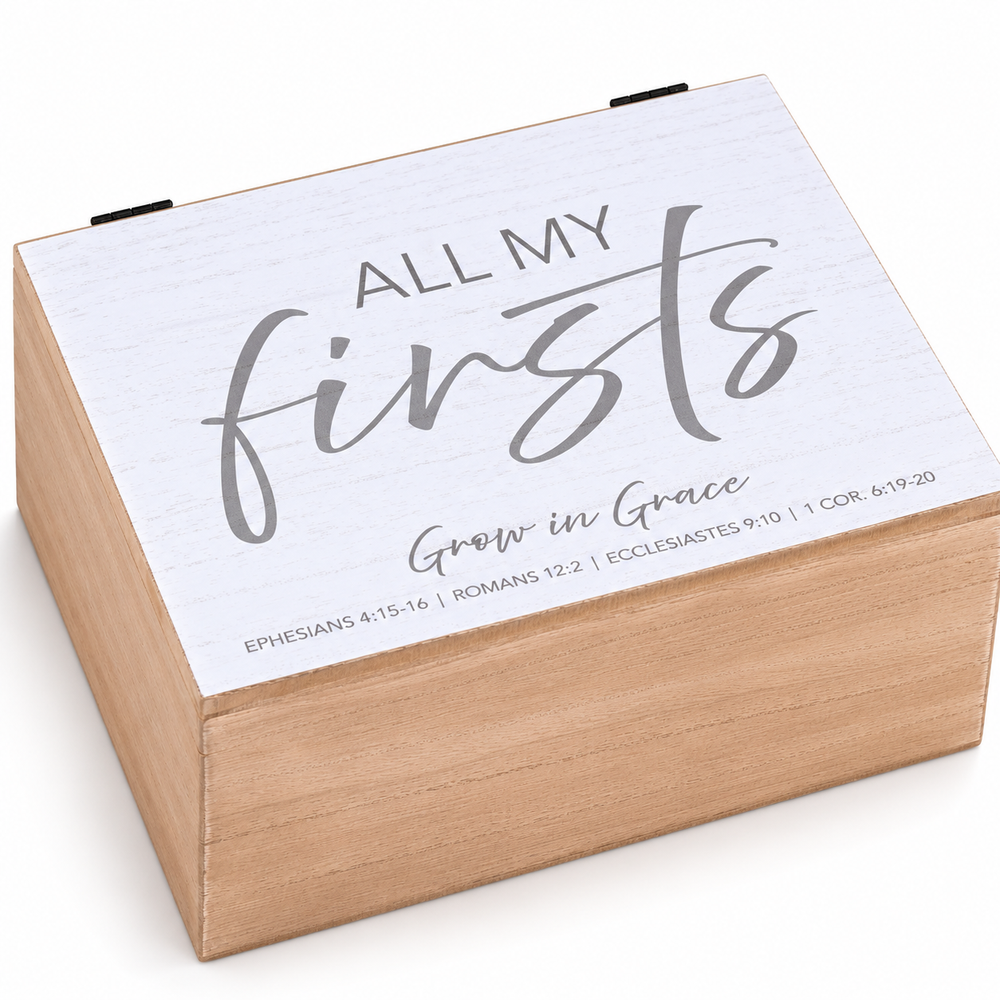 All My Firsts Natural Wood Keepsake Box