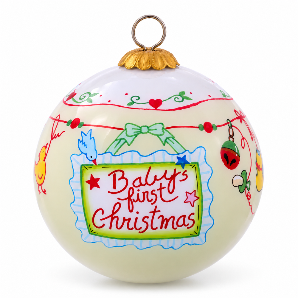 Baby’s First Christmas Hand-Painted Glass Ornament