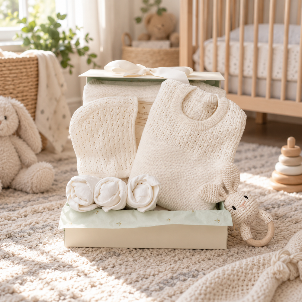 Little Legacy Baby Gift Box with Knit Layette Set