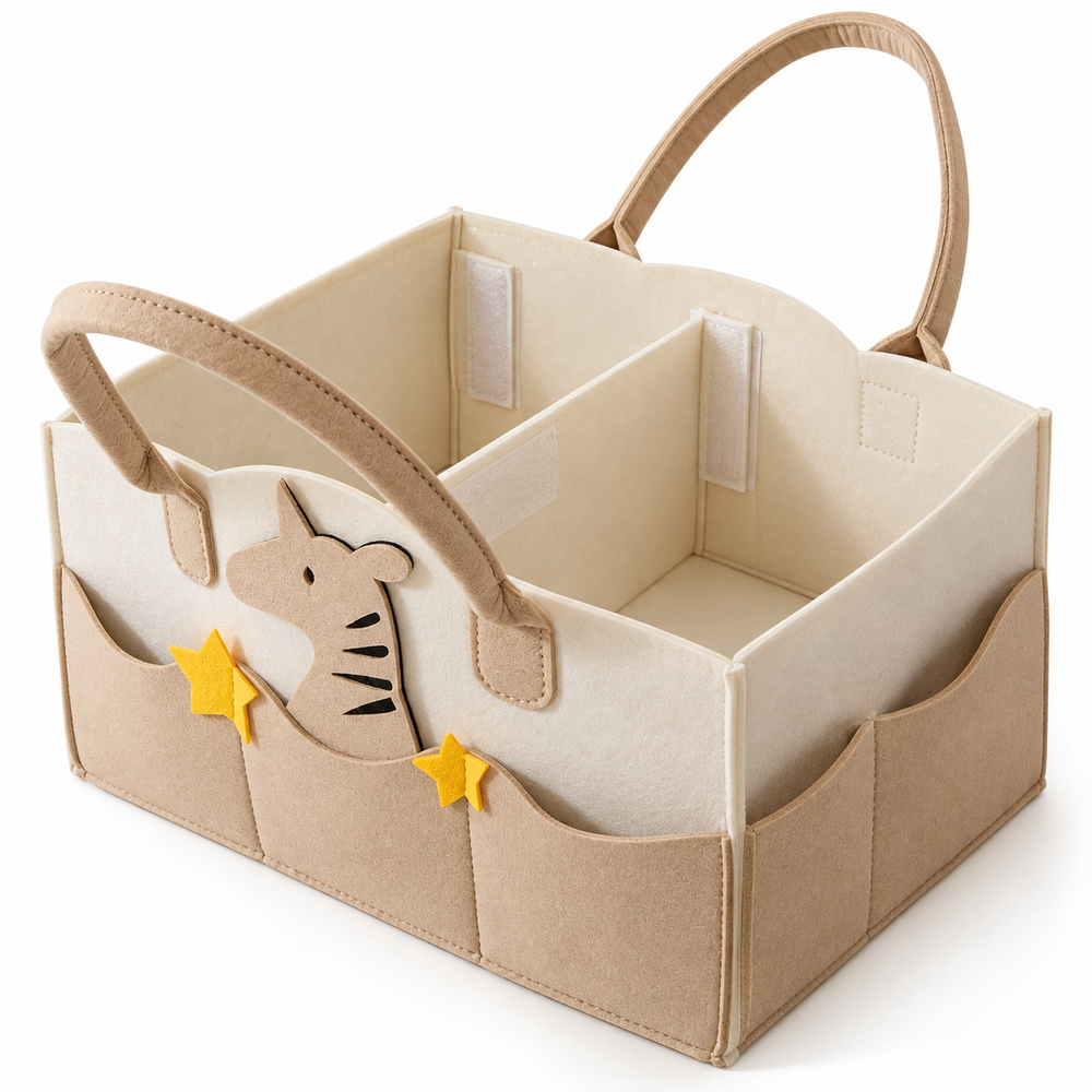 Cartoon Diaper Storage Basket with 8 Pockets