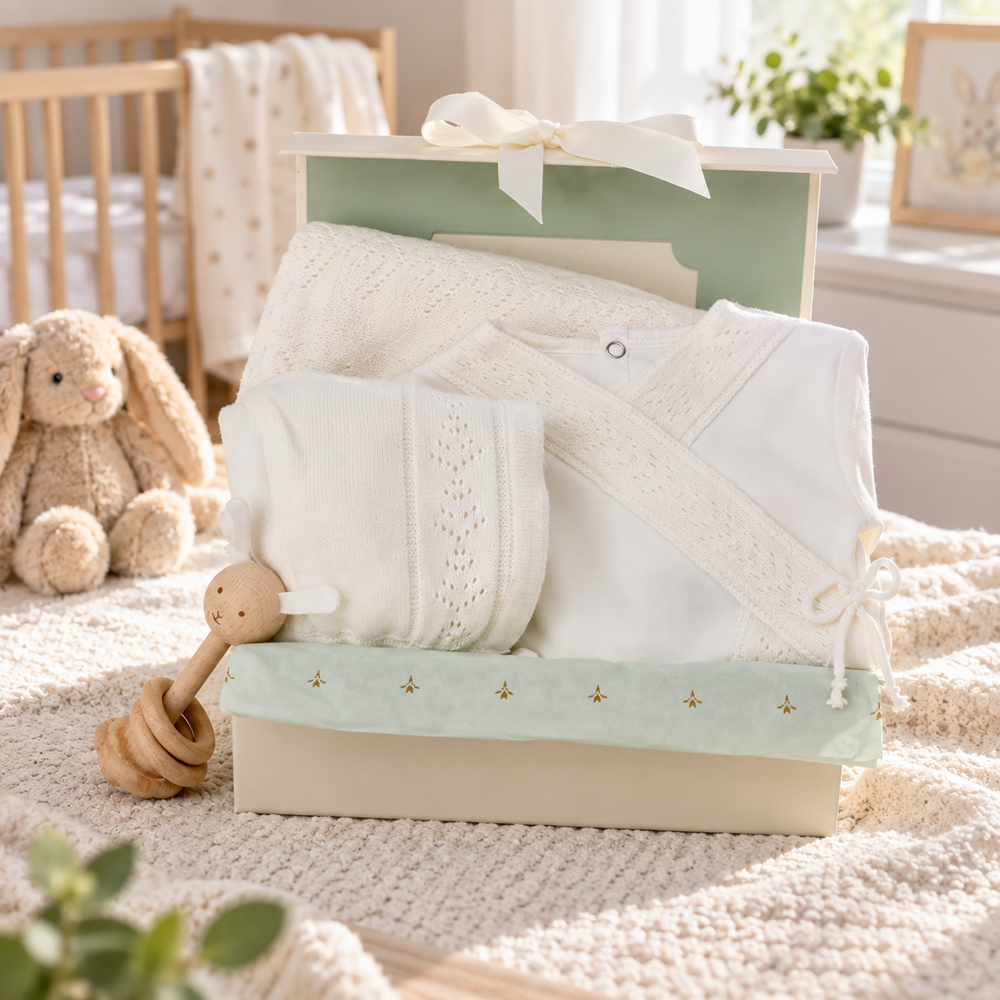 Blissful Baby Layette & Wooden Toy Gift Box