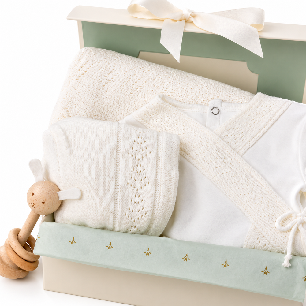 Blissful Baby Layette & Wooden Toy Gift Box