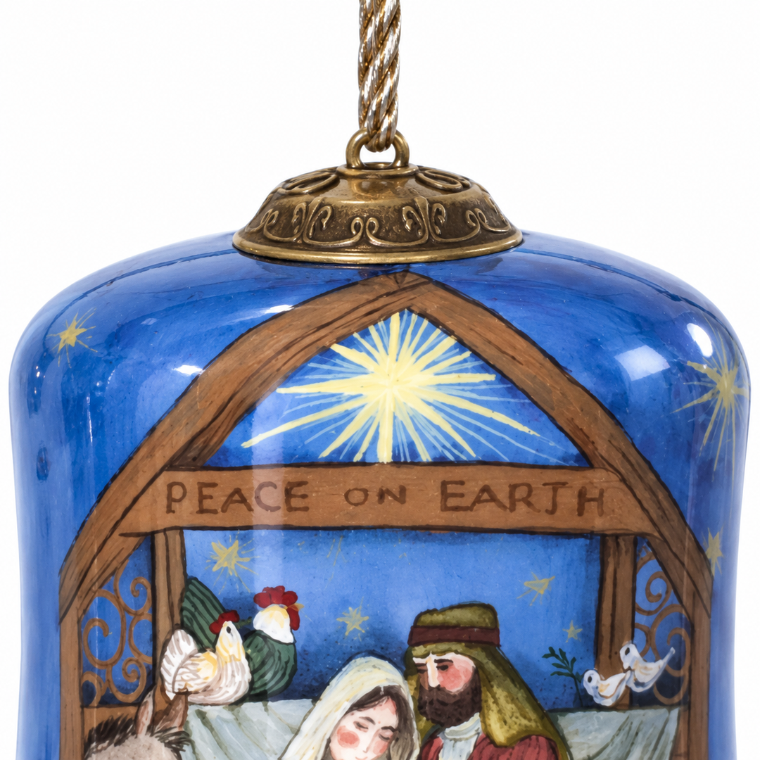 Holy Family Hand-Painted Glass Bell Ornament