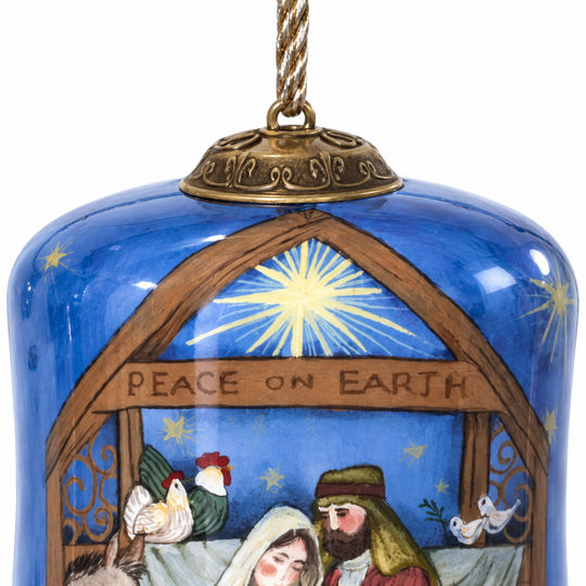 Holy Family Hand-Painted Glass Bell Ornament