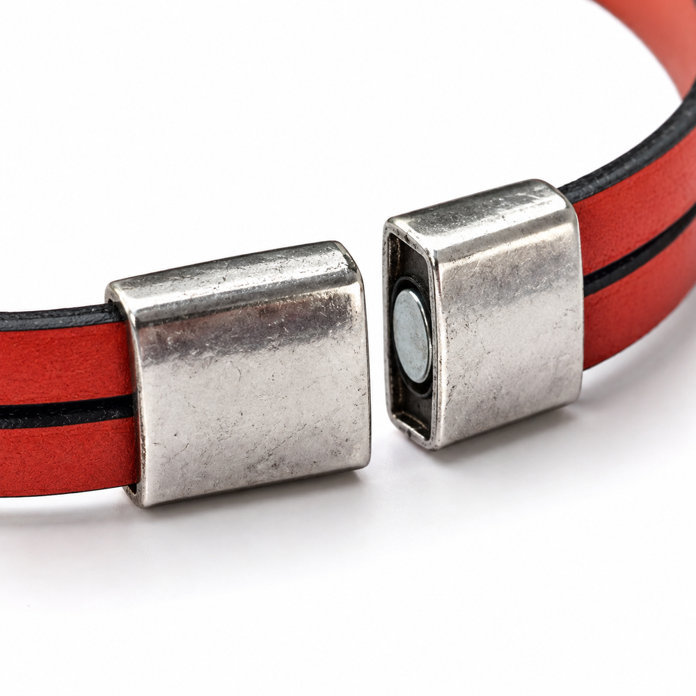 Nautical Genuine Leather Wheel Charm Bracelet