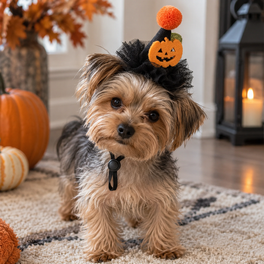 Pumpkin Witch Wizard Hat Adjustable Halloween Pet Accessory