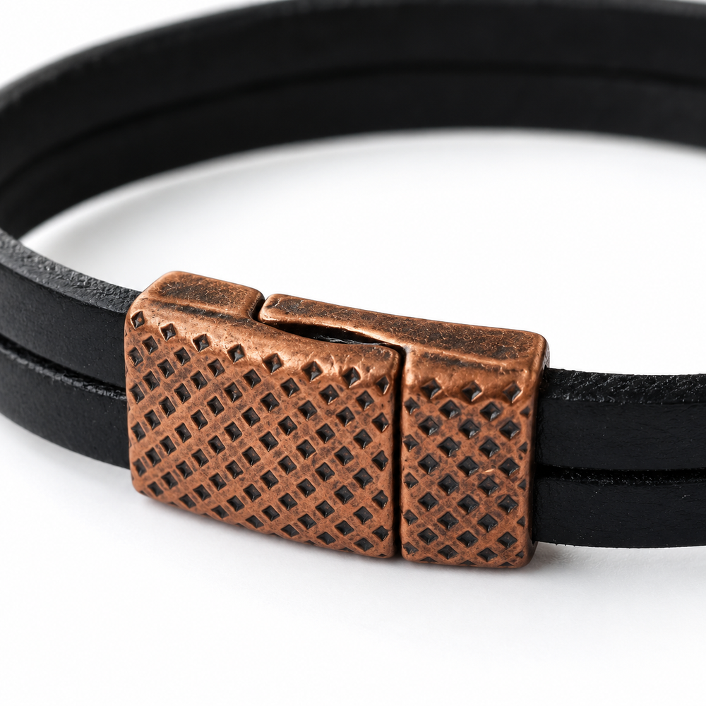Men's Genuine Leather Magnetic Clasp Bracelet