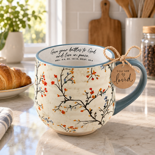 Blooming Joy “Give Your Battles to God” 18 oz Mug