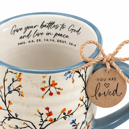 Blooming Joy “Give Your Battles to God” 18 oz Mug