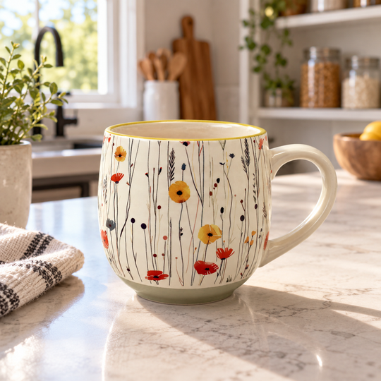 Enjoy Today 18 Oz Floral Ceramic Inspirational Mug