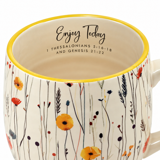 Enjoy Today 18 Oz Floral Ceramic Inspirational Mug