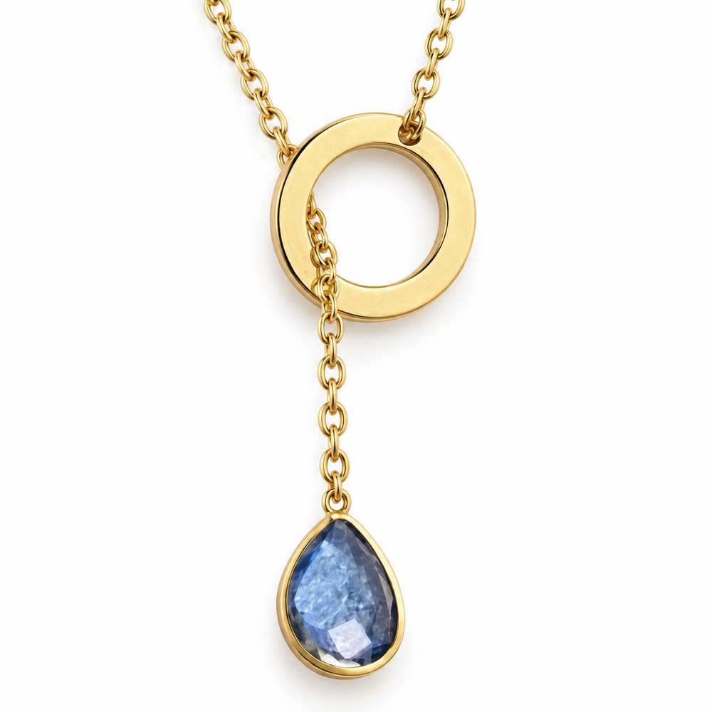 18K Gold-Plated Luminous Crystal Lariat Necklace
