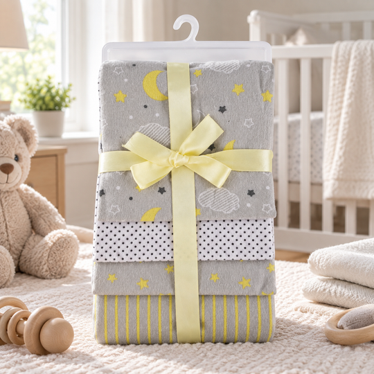 Bambini 4-Pack Cotton Flannel Receiving Blankets