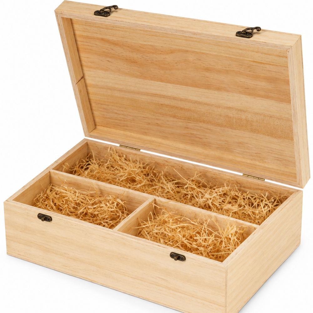 Wood Wine Gift Box with 2 Stemless Glasses