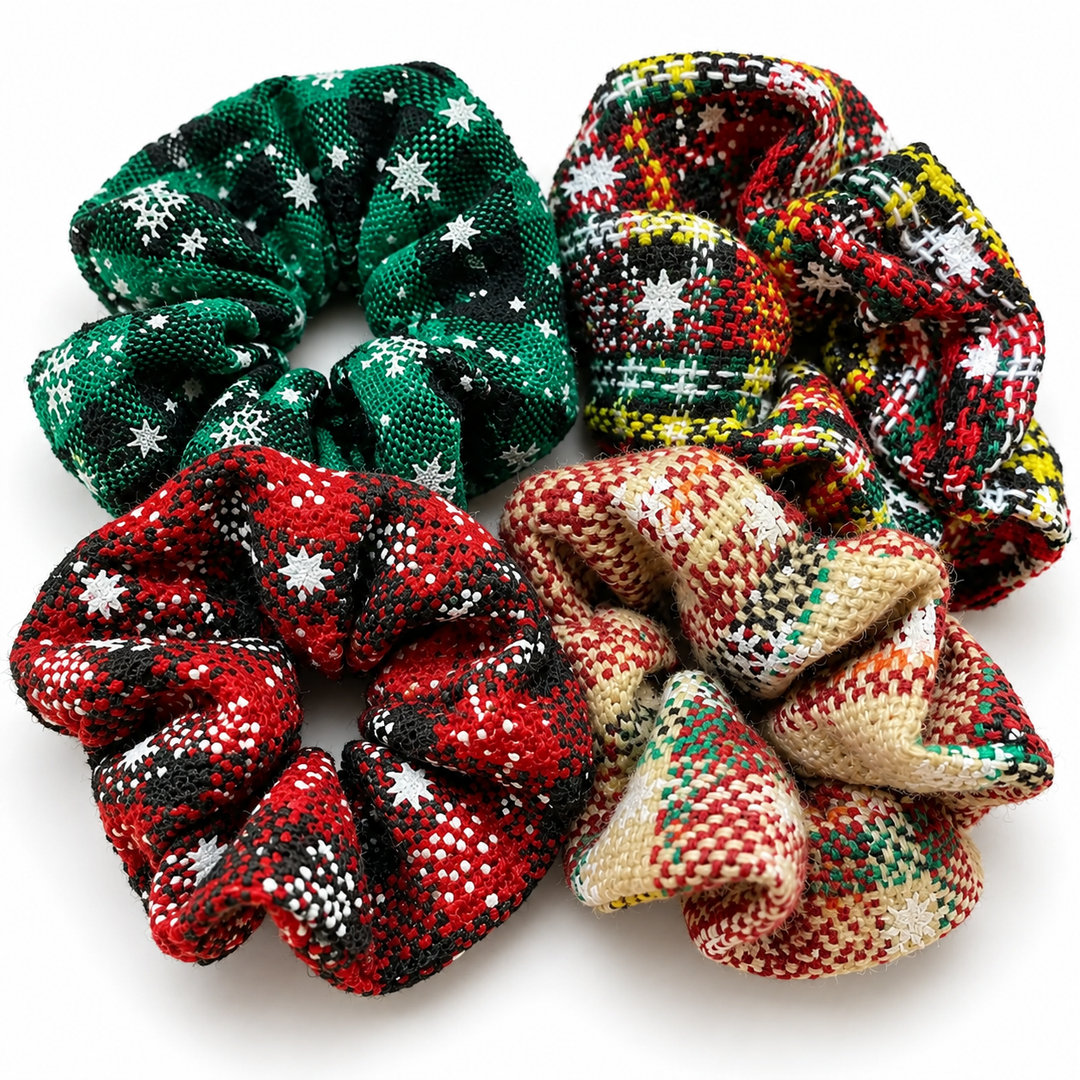 Merry Plaid Holiday Scrunchie Set of 4