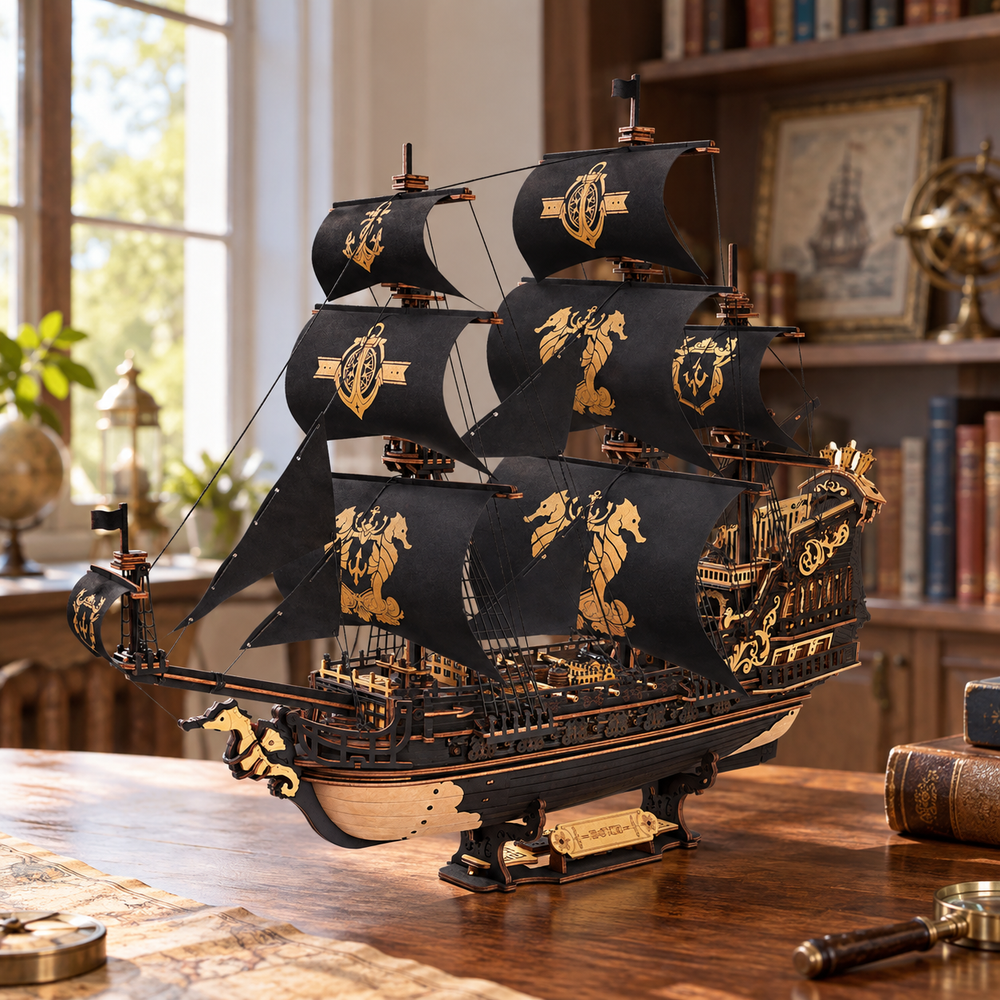 ROKR Seahorse Barque 3D Wooden Warship Puzzle