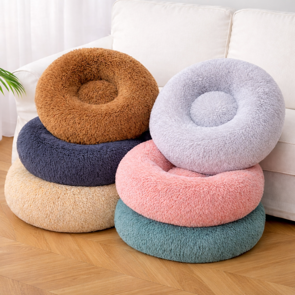 Cozy Plush Calming Pet Bed for Winter Comfort