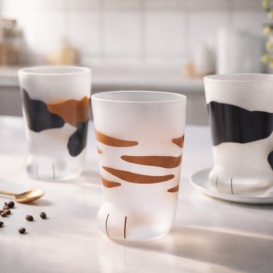 Cute Cat Paw Frosted Glass Coffee Cup 