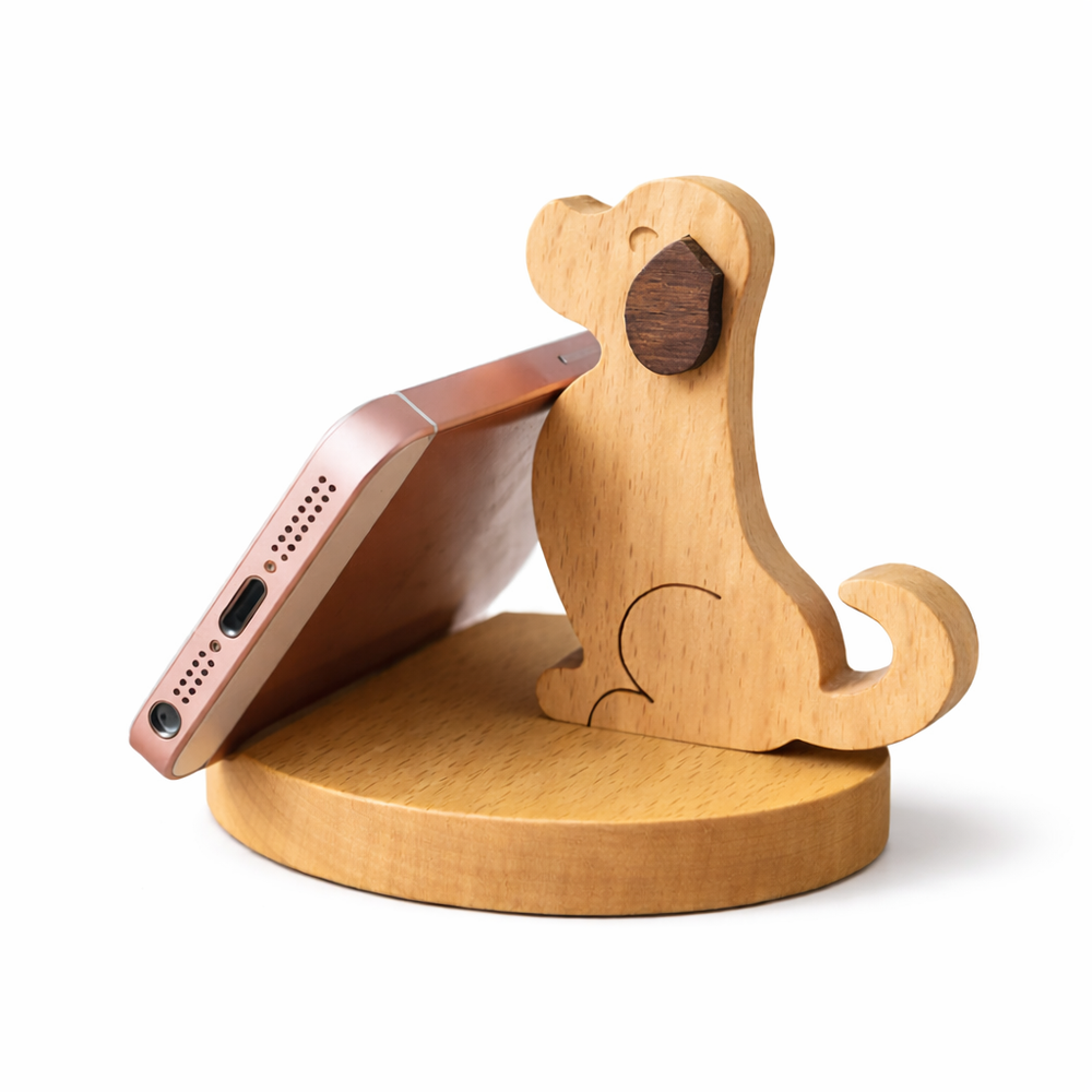 Handcrafted Wooden Animal Phone Stand