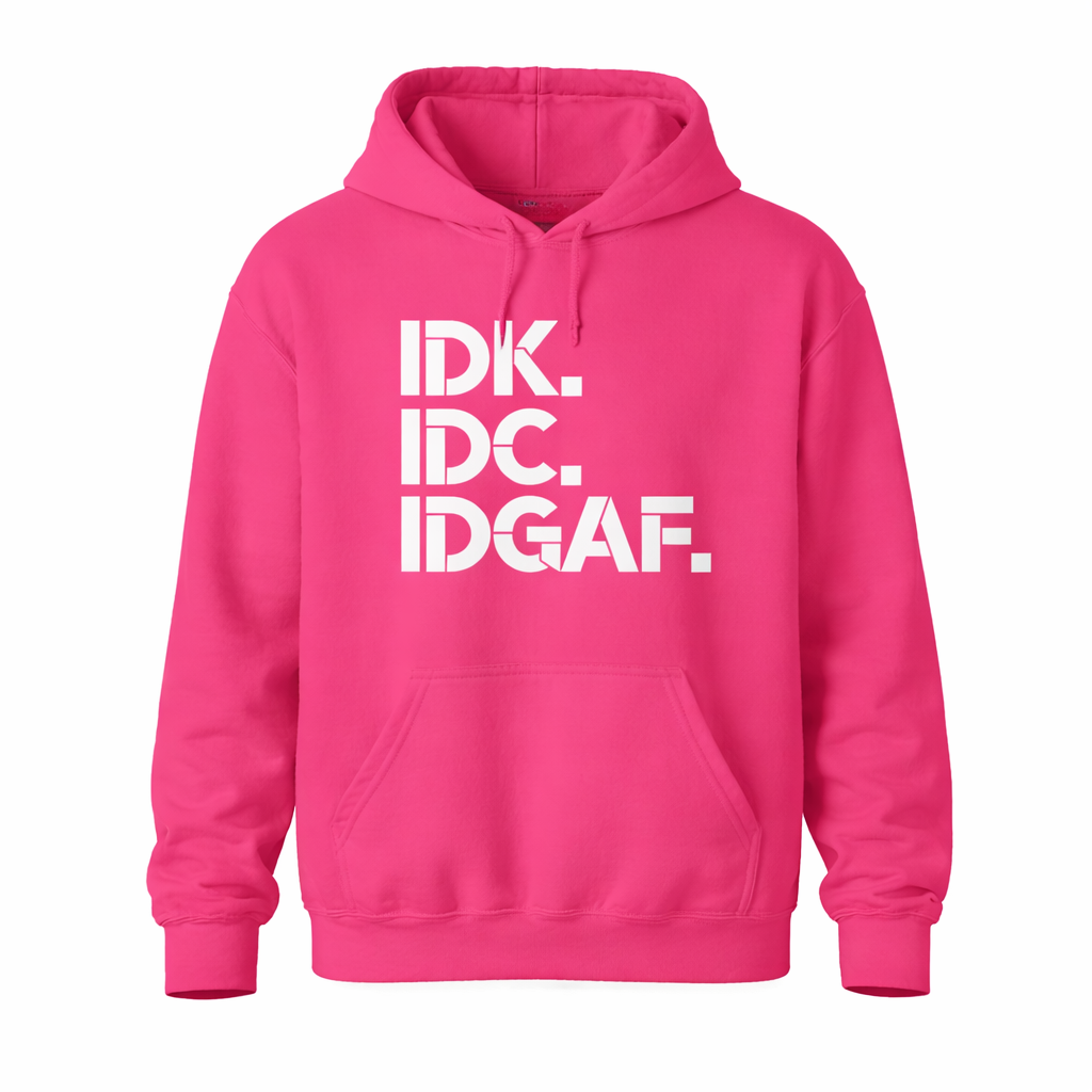 Pink hoodie with white text &