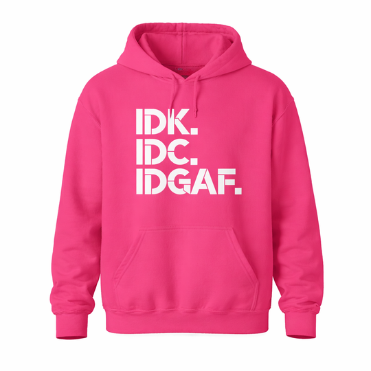 Pink hoodie with white text &