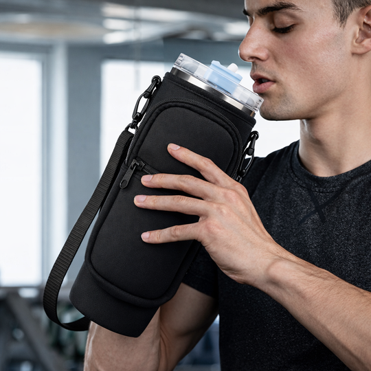 Neoprene Insulated Tumbler Sleeve with Pocket &amp; Strap