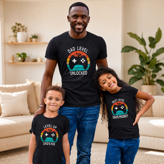 Matching Dad Level Unlocked T-shirts