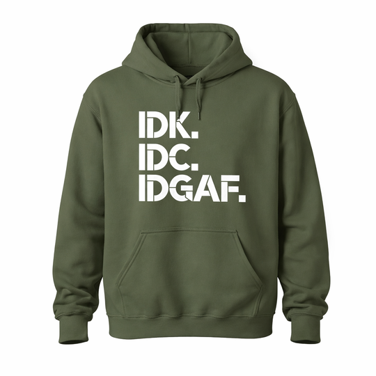 Green hoodie with white text &