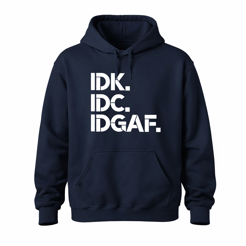 Navy blue hoodie with white text &