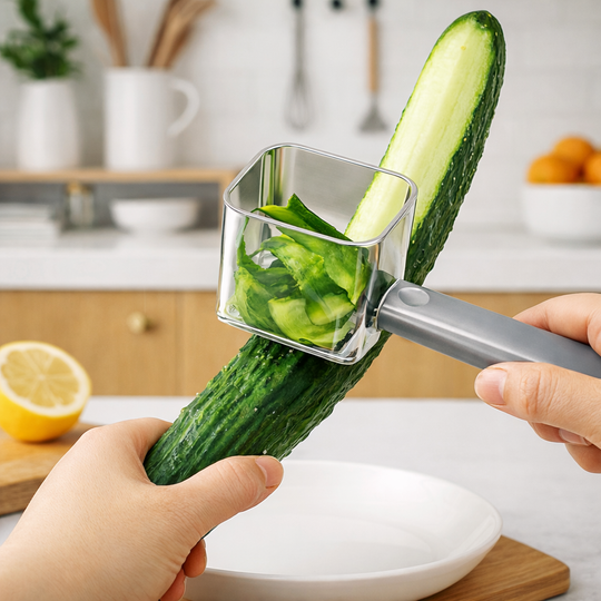 Stainless steel peeler with red accents