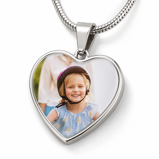 Personalized Heart Photo &amp; Engraving Necklace