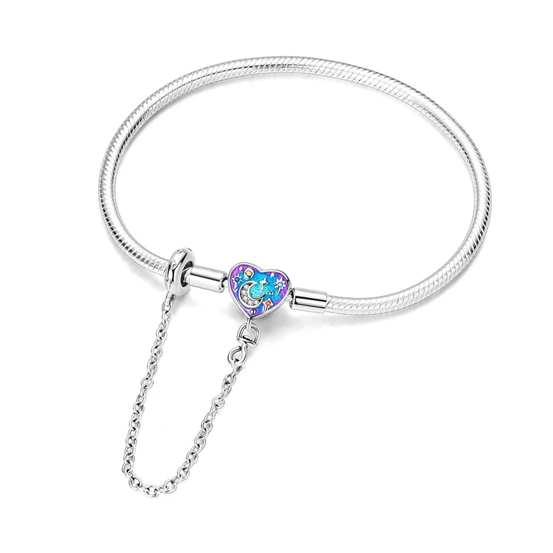 925 Sterling Silver Gold-Plated Heart Charm Bracelet