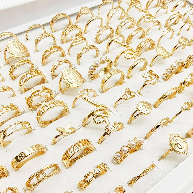 30-Piece Gold Tone Fashion Ring Set for Women