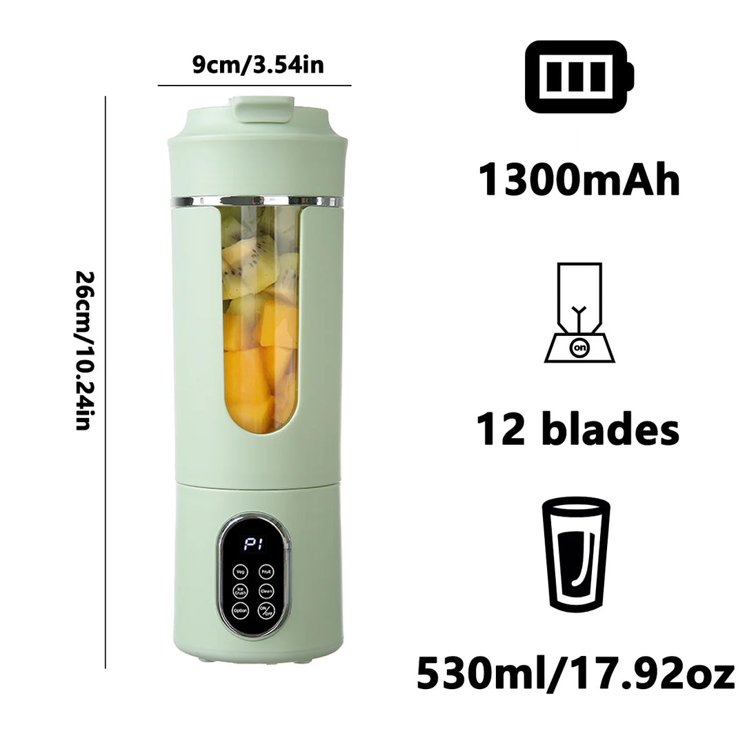 Portable USB Rechargeable Juicer Blender 530ml with 12 Blades