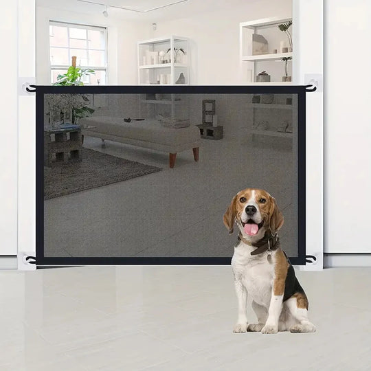 Mesh Pet Safety Gate for Doorways &amp; Stairs with 6 Hooks