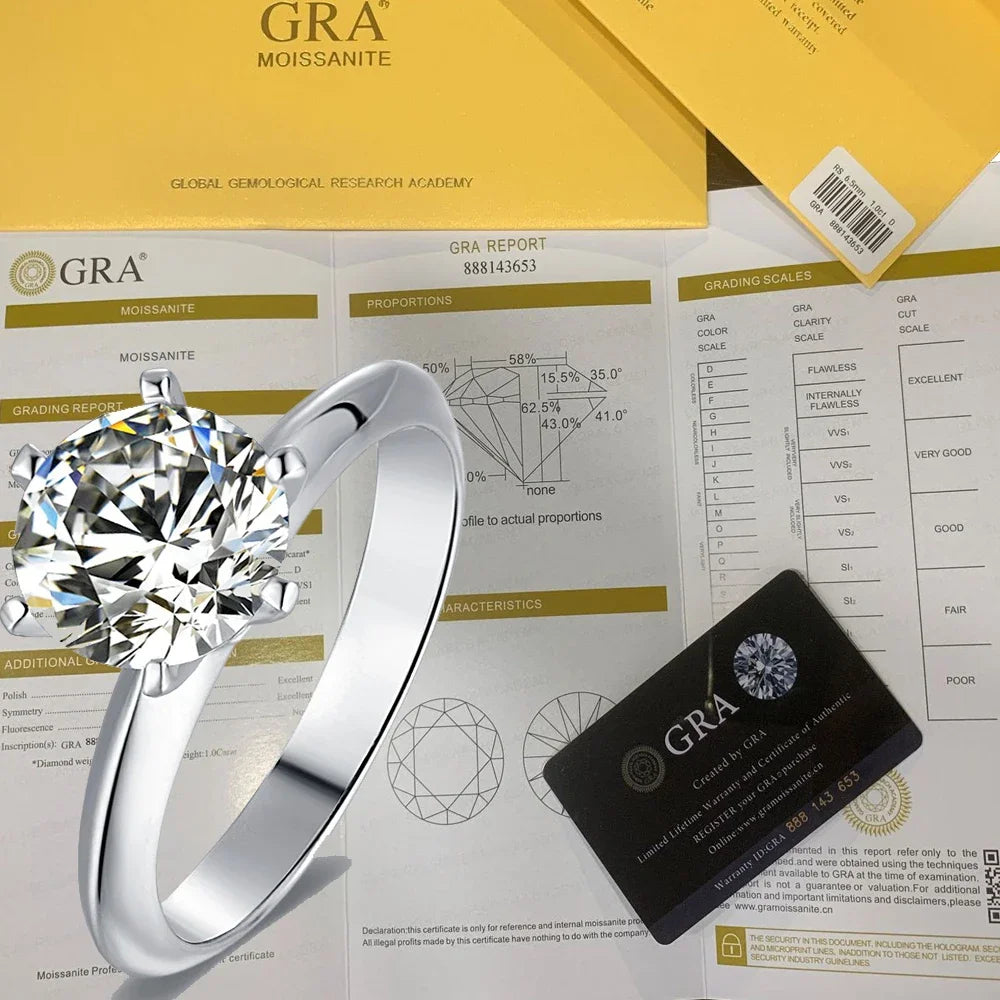 925 Sterling Silver Moissanite Solitaire Engagement Ring