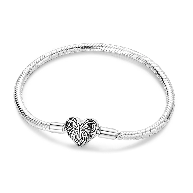 925 Sterling Silver Gold-Plated Heart Charm Bracelet