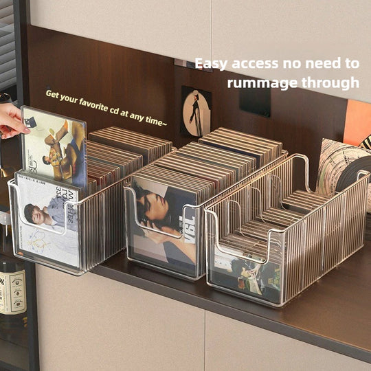 Clear Plastic CD Storage Box Organizer with Handles
