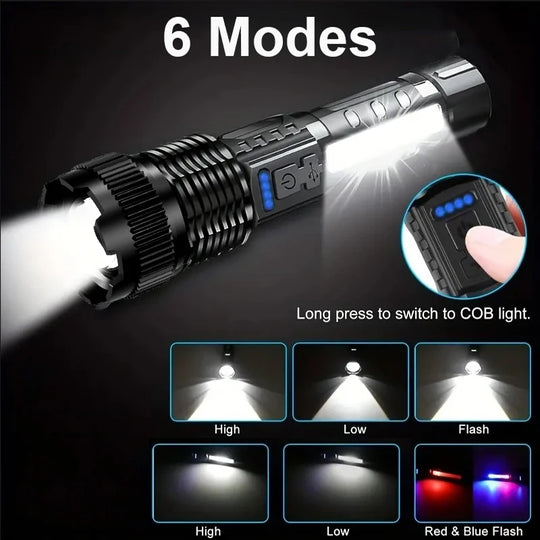 20W Rechargeable LED Tactical Flashlight with Zoom
