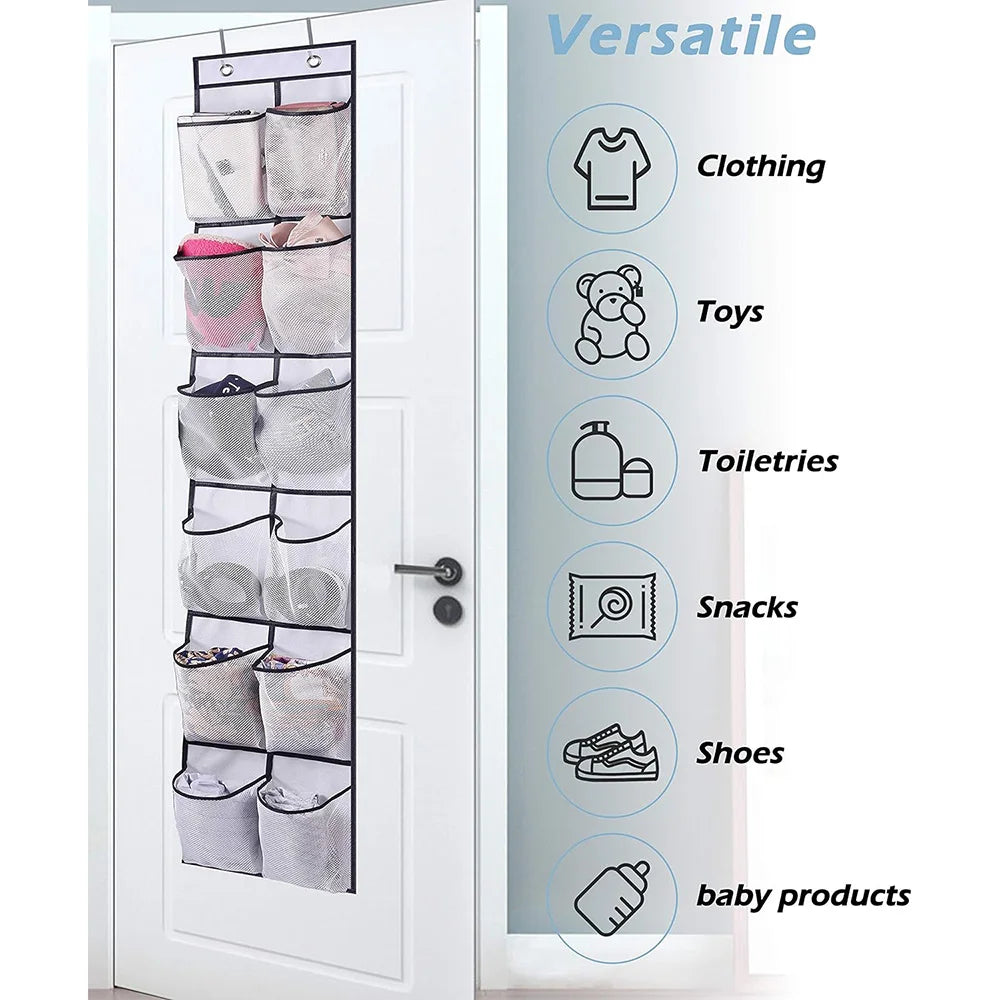 12 Pocket Over the Door Mesh Shoe Organizer with Hooks