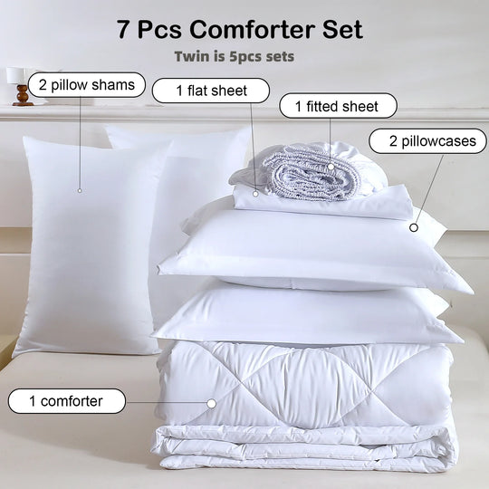 5-7-Piece Quilted Polyester Bedding Set with Sheets