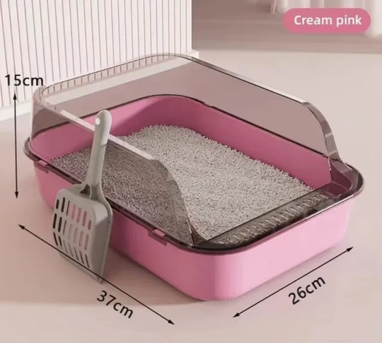 Semi-Enclosed Cat Litter Box with High Sides