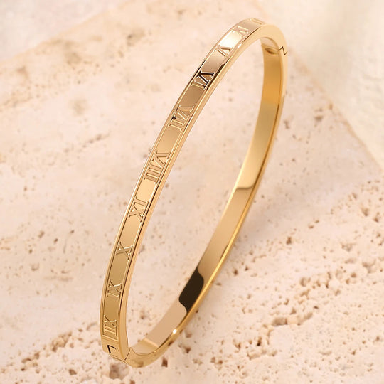 5/1 Roman Numeral Stainless Steel Cuff Braceles for Women