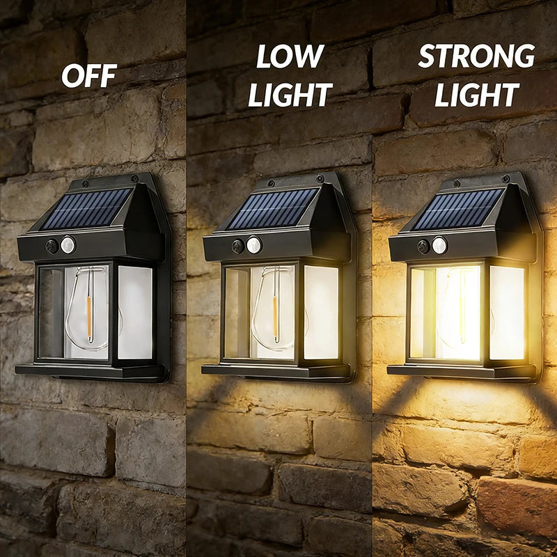 Solar Motion Sensor Wall Light with 3 Lighting Modes – 2 Pack