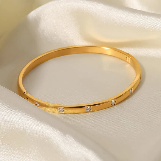 3-Piece Gold Stainless Steel Stackable Bracelet Set for Women