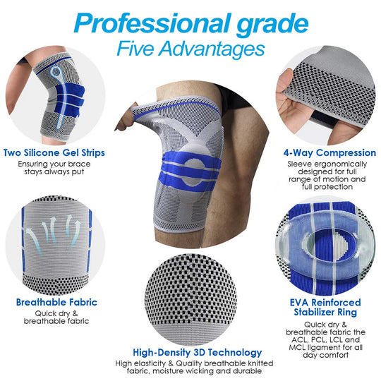 Medical Knee Compression Sleeve with Patella Gel Pad &amp; Side Stabilizers