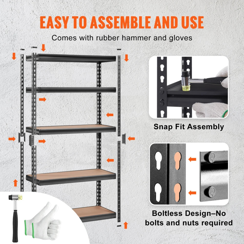Heavy Duty 5-Tier Metal Storage Shelf 30x12x60 Black
