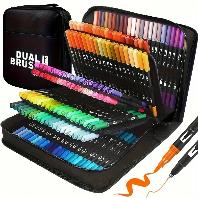 24-Color Dual Tip Brush Pen Art Marker Set