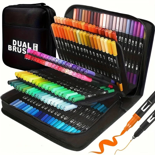24-Color Dual Tip Brush Pen Art Marker Set